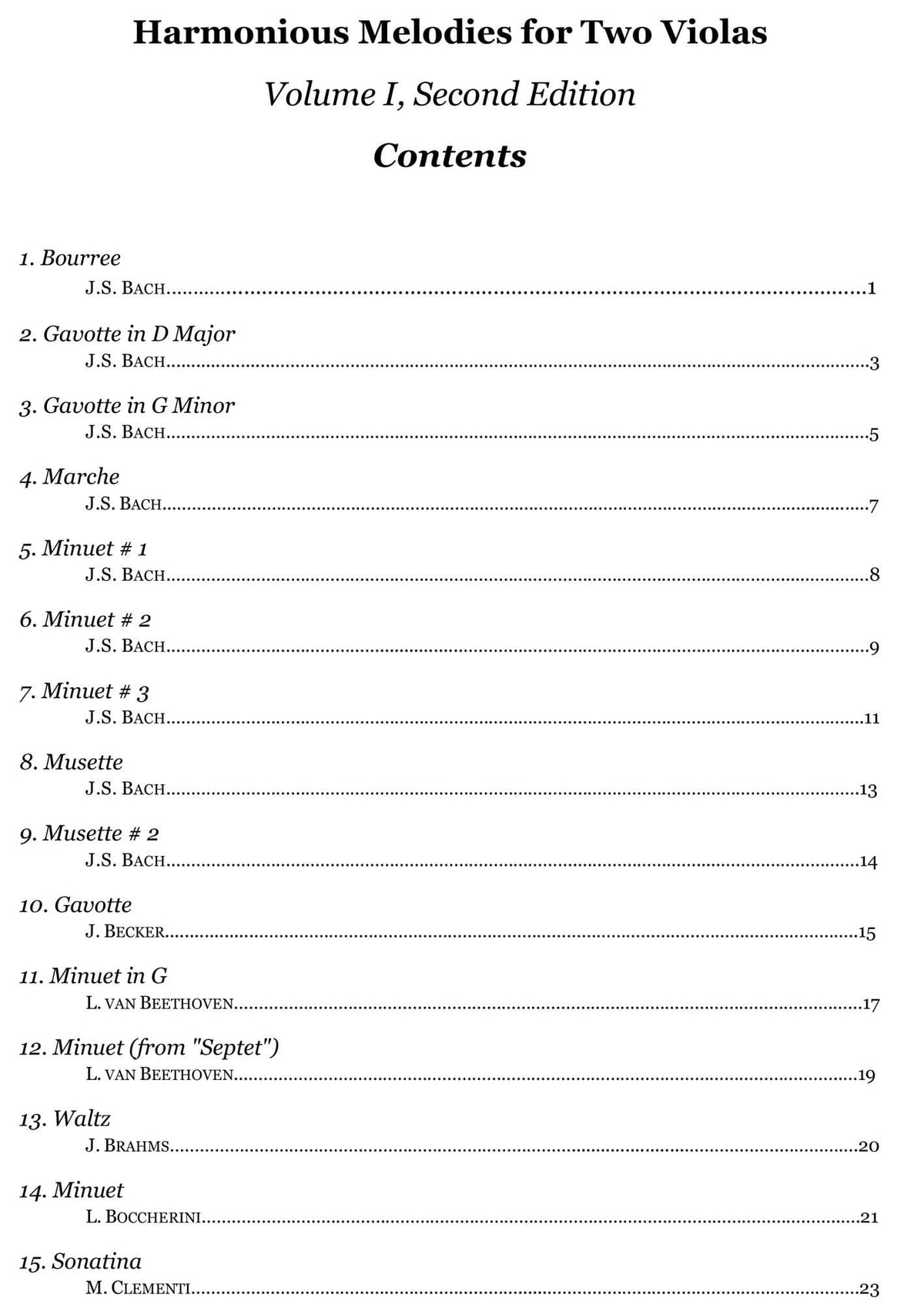 Yasuda, Martha - Harmonious Melodies For Two Violas, Volume I - Digital Download