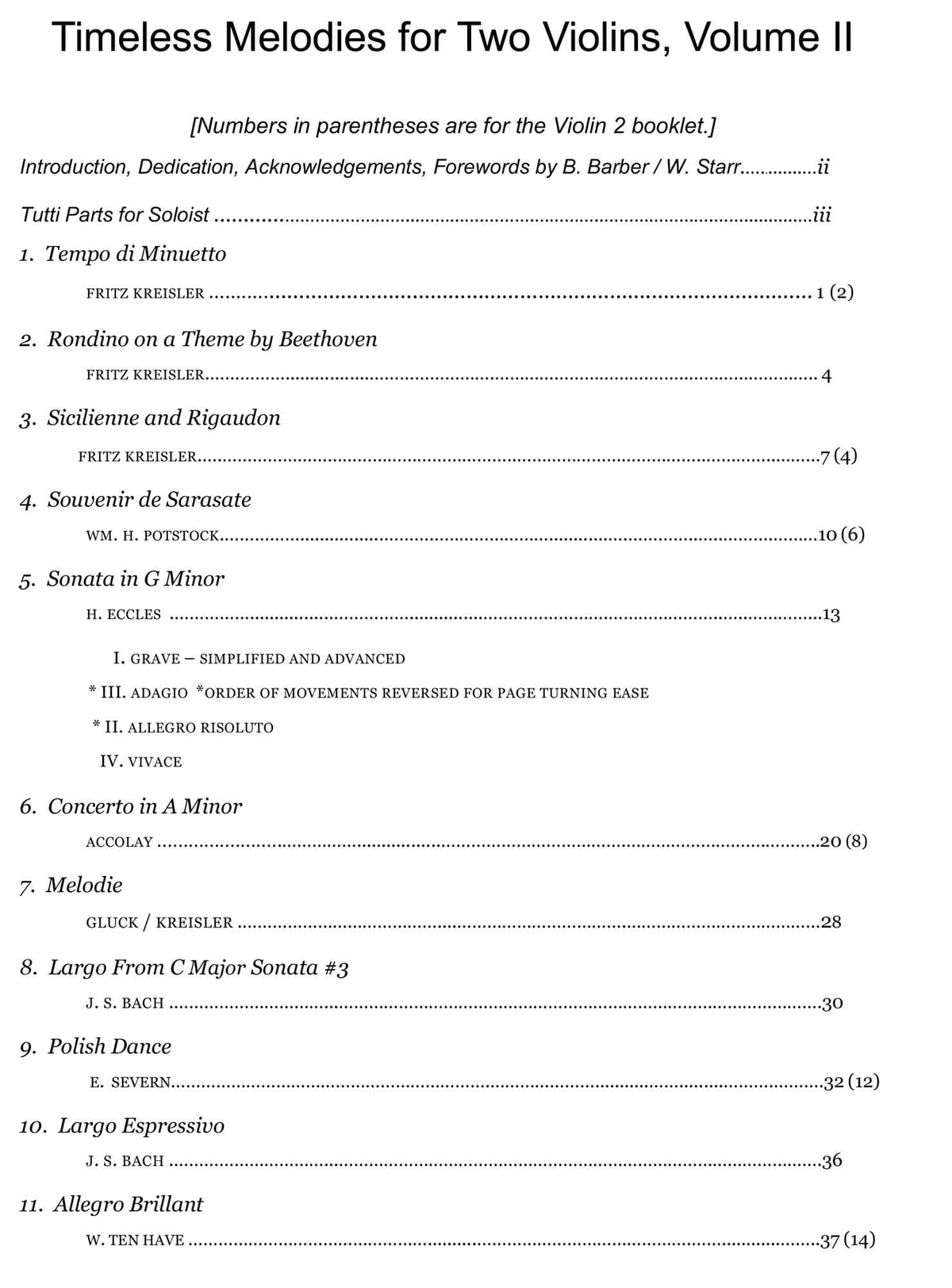 Yasuda, Martha - Timeless Melodies For Two Violins, Volume II - Digital Download