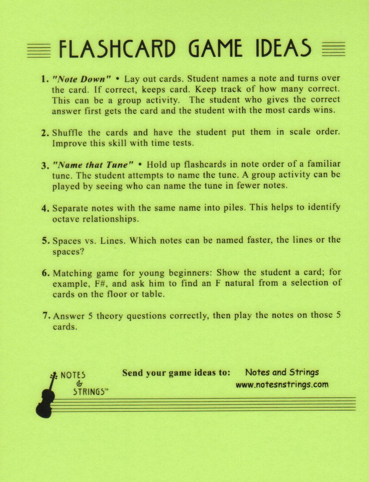 Guitar Flash Cards - First Position Notation with Trivia Questions
