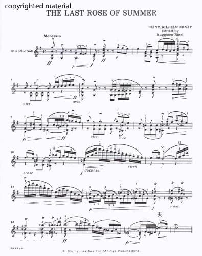 Ernst, Heinrich Wilhelm - The Last Rose of Summer - Violin Solo - edited by Ruggiero Ricci - Rarities for Strings Edition