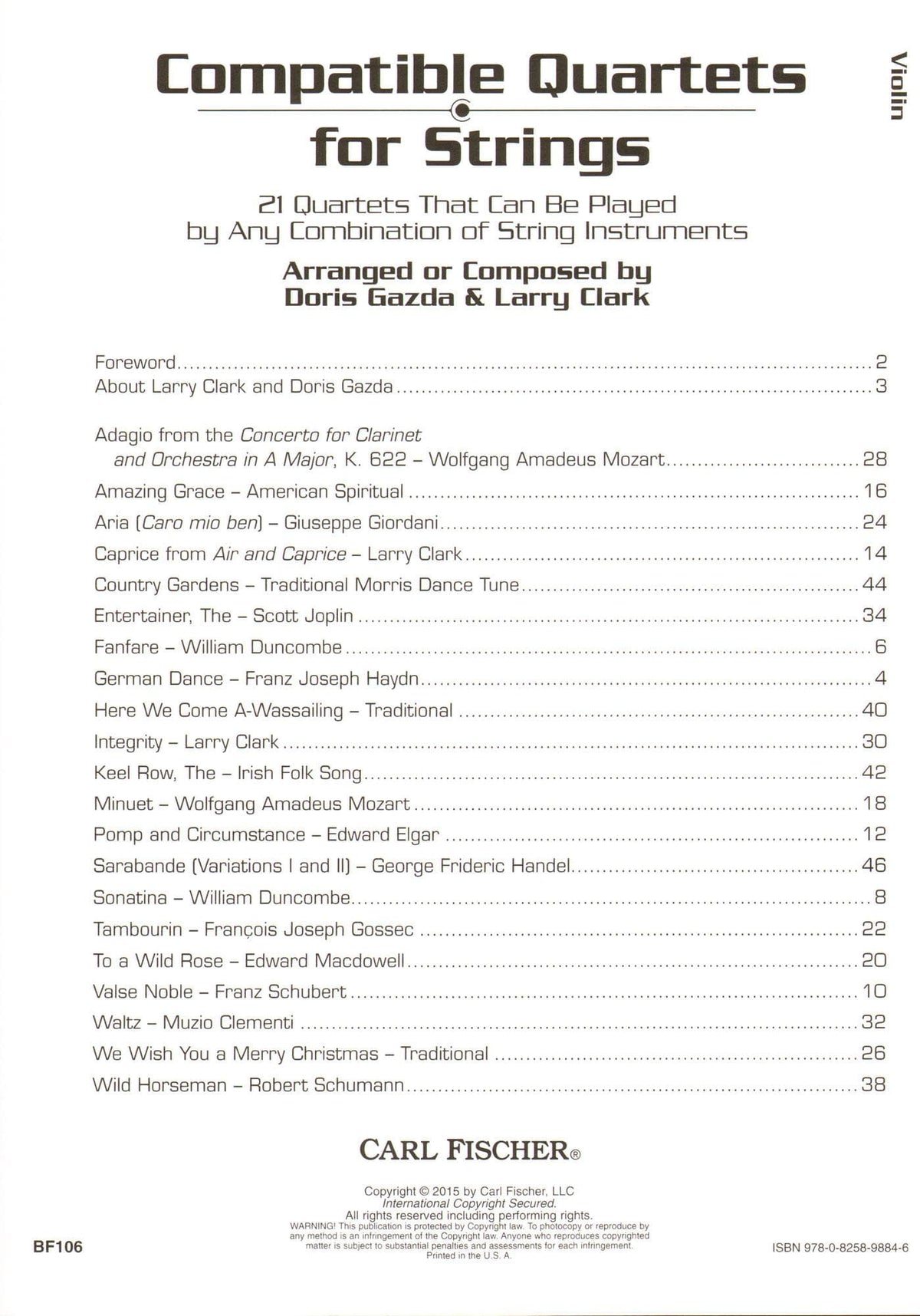 Gazda / Clark - Compatible Quartets for Strings Violin - Carl Fischer