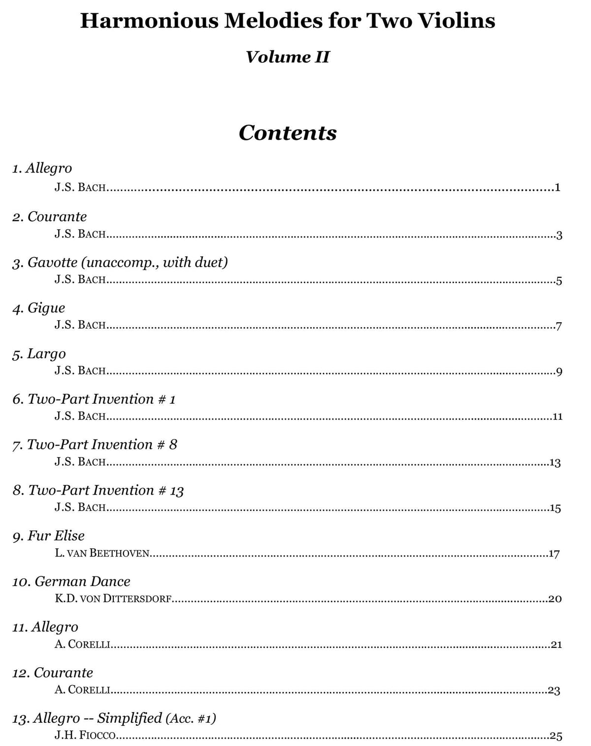 Yasuda, Martha - Harmonious Melodies For Two Violins, Volume II, 2nd Edition - Digital Download