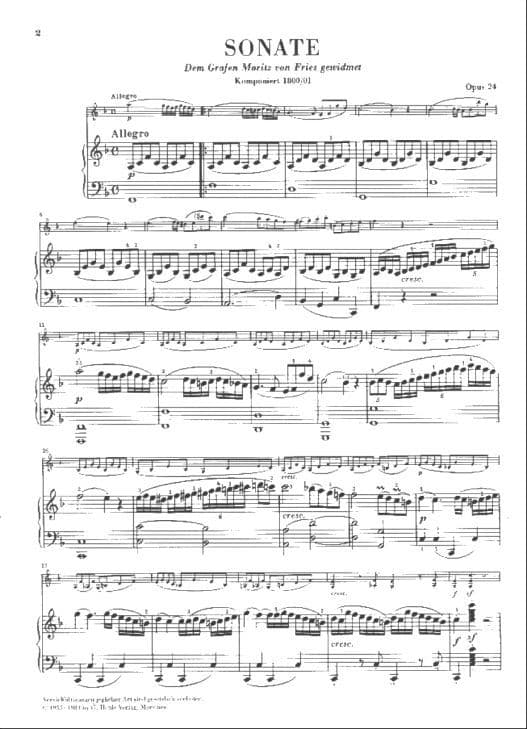 Beethoven, Ludwig - Violin Sonata No 5 in F Major, Op 24 "Spring" - Violin and Piano - edited by Max Rostal - Henle Verlag URTEXT Edition