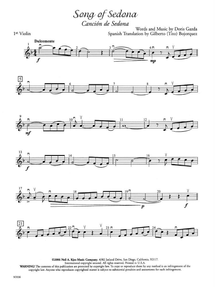 Gazda, Doris - Song of Sedona - String Orchestra - Kjos Music Co