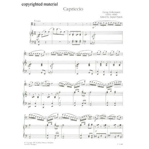 Goltermann, Georg - Capriccio - Cello and Piano - edited by Árpád Pejtsik - Editio Musica Budapest