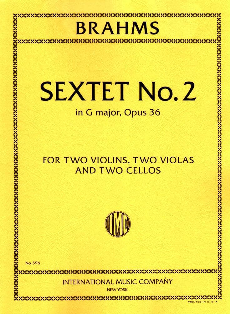 Brahms, Johannes - Sextet No 2 in G Major, Op 36 - Two Violins, Two Violas and Two Cellos - Set of Parts - International Music Company