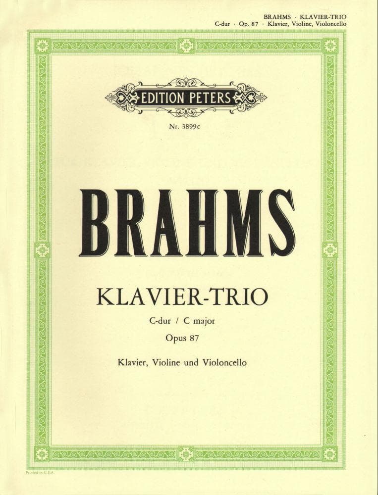 Brahms, Johannes - Piano Trio No 2 in C Major Op 87 Set of parts for Violin, Cello and Piano - Arranged by Shumann - Peters Edition