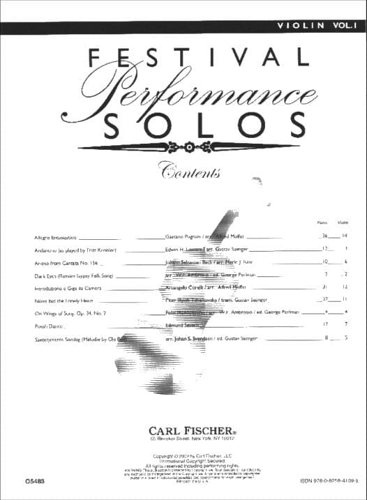 Festival Performance Solos, Volume 1 - Violin part - Carl Fischer Edition