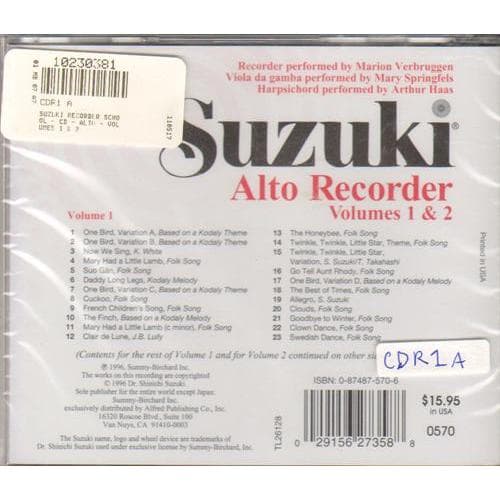 Suzuki Recorder School CD, Volumes 1 and 2, Alto, Performed by Verbruggen