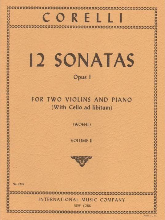 Corelli, Arcangelo - 12 Trio Sonatas, Op 1 - Volume 2, No 4-6 for Two Violins and Piano (With Cello ad libitum) - International Edition