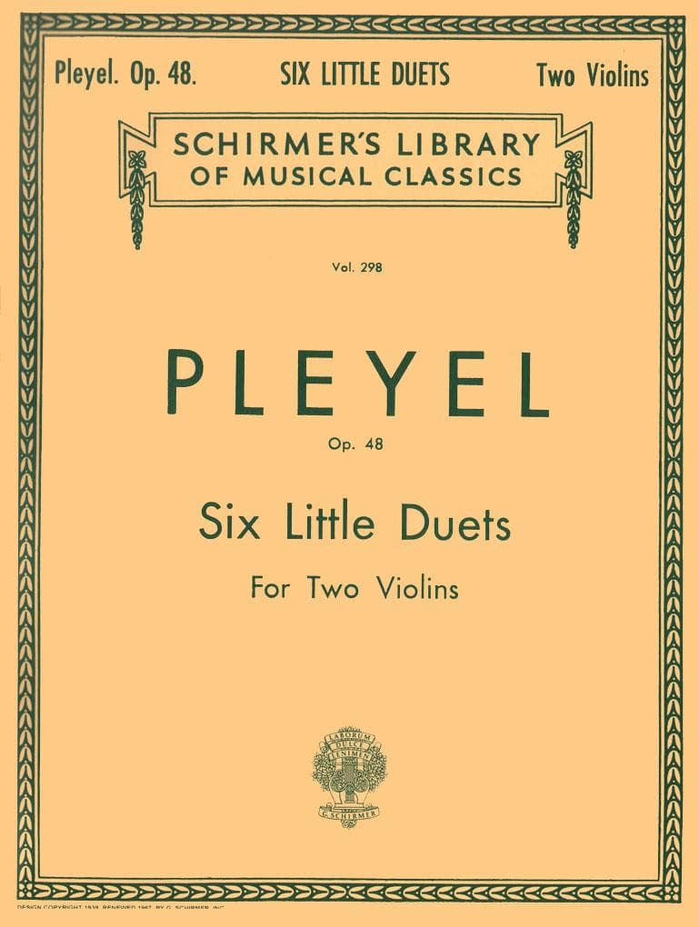 Pleyel, Ignace Joseph - Six Little Duets, Op 48 B 574-579 - Two Violins - G Schirmer