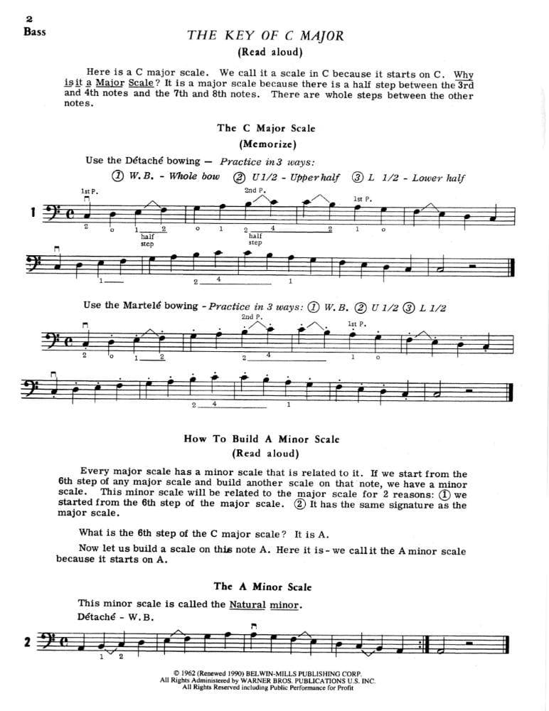 Applebaum, Samuel - Scales For Strings - Book 2 for Double Bass - Belwin/Mills Publication