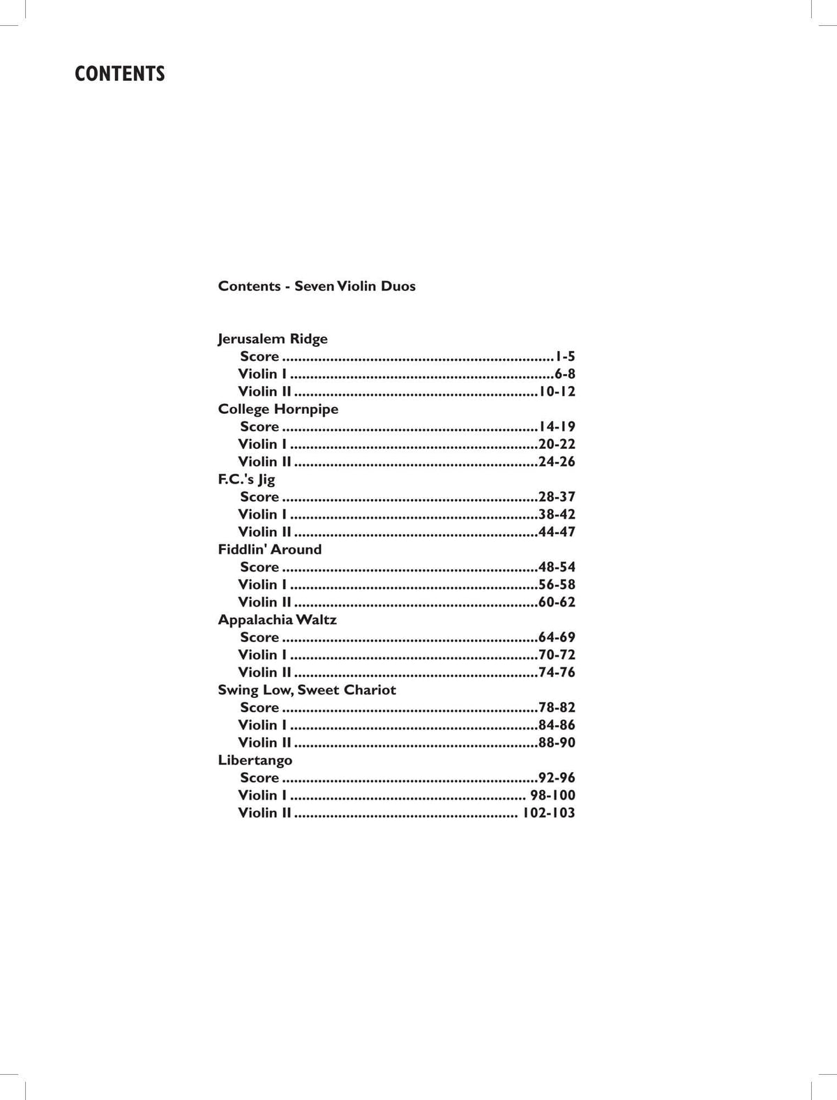 Seven Violin Duos - arranged by Mark O'Connor