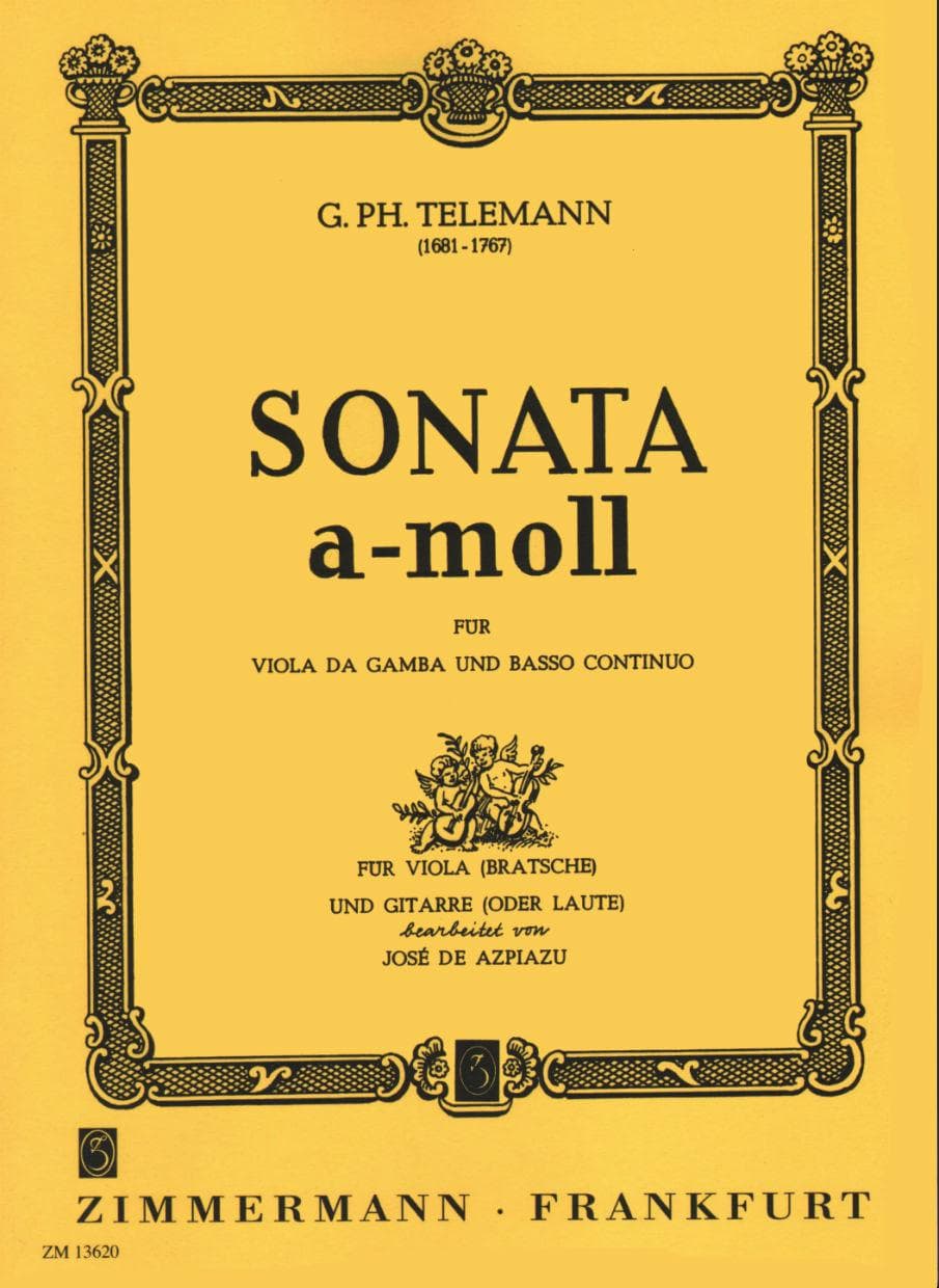 Telemann, Georg Philipp - Sonata in a minor For Viola and Guitar Published by Zimmermann Frankfurt