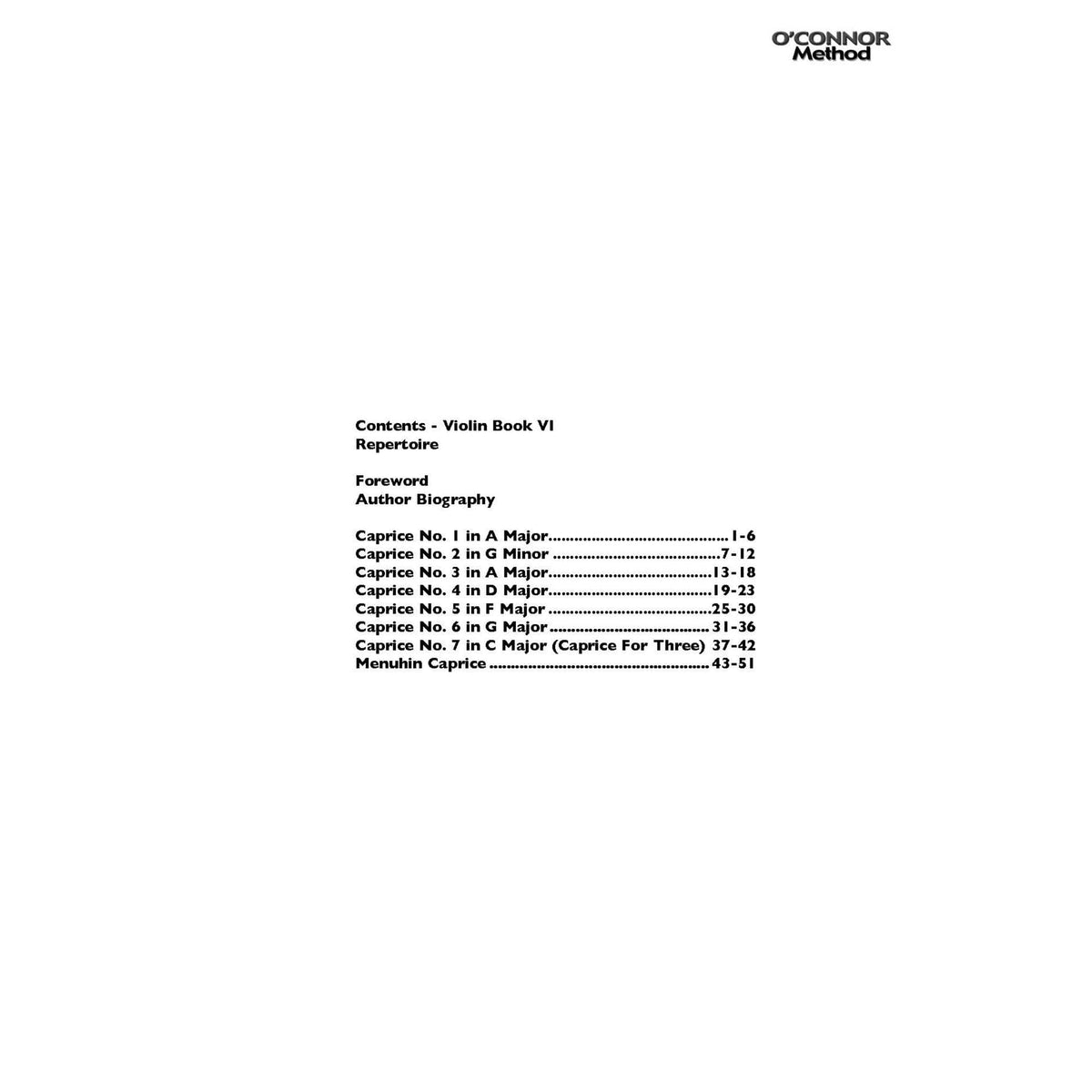 O'Connor Violin Method Book VI Repertoire