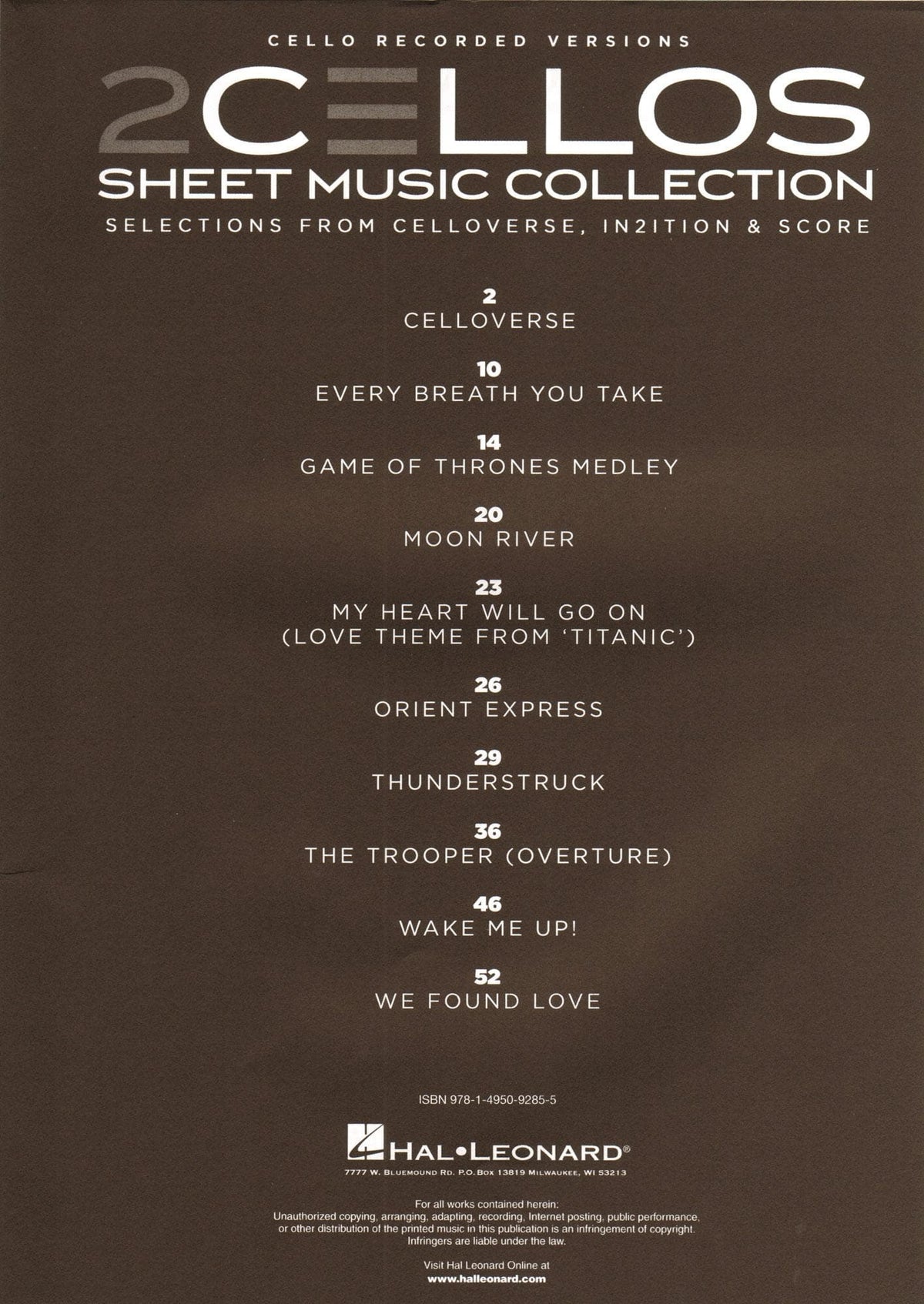 2 Cellos - Sheet Music Collection - from Celloverse, In2ition, and Score - for Cello Duet - Hal Leonard Publications