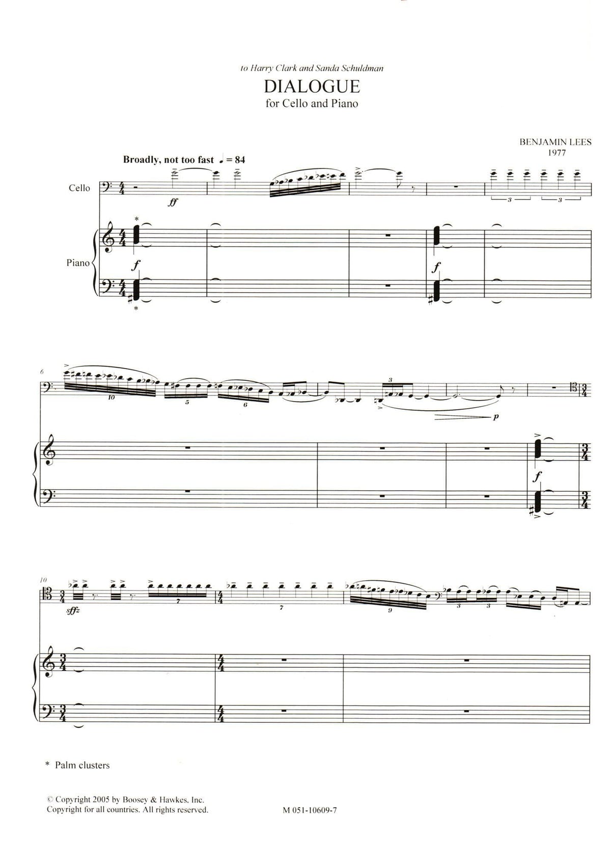 Lees, Benjamin - Dialogue for Cello and Piano - Boosey & Hawkes Edition
