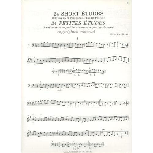 Matz, Rudolf - 24 Short Etudes: Relating Neck Positions to Thumb Position - Cello solo - Dominis Music Edition