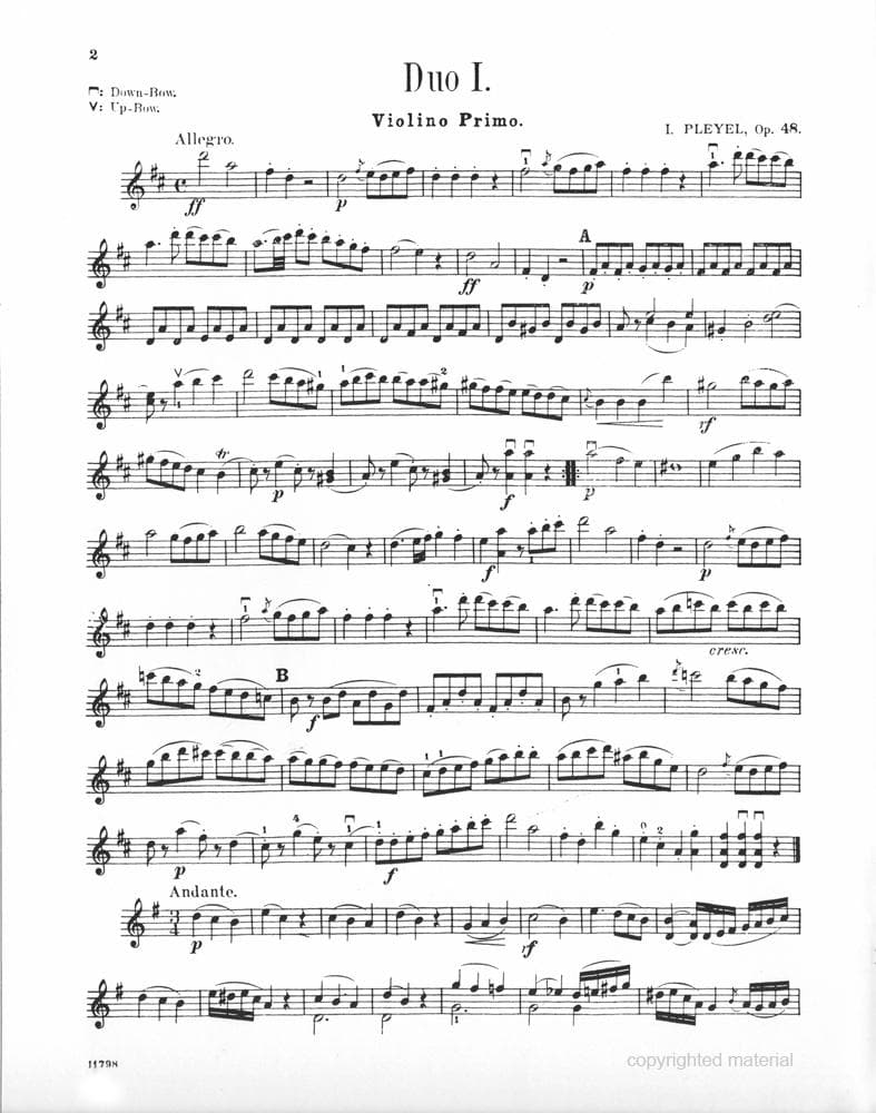 Pleyel, Ignace Joseph - Six Little Duets, Op 48 B 574-579 - Two Violins - G Schirmer