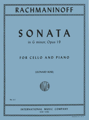 Rachmaninoff, Sergey - Cello Sonata in G Minor, Op 19 - for Cello and Piano - edited by Rose - International Music Company
