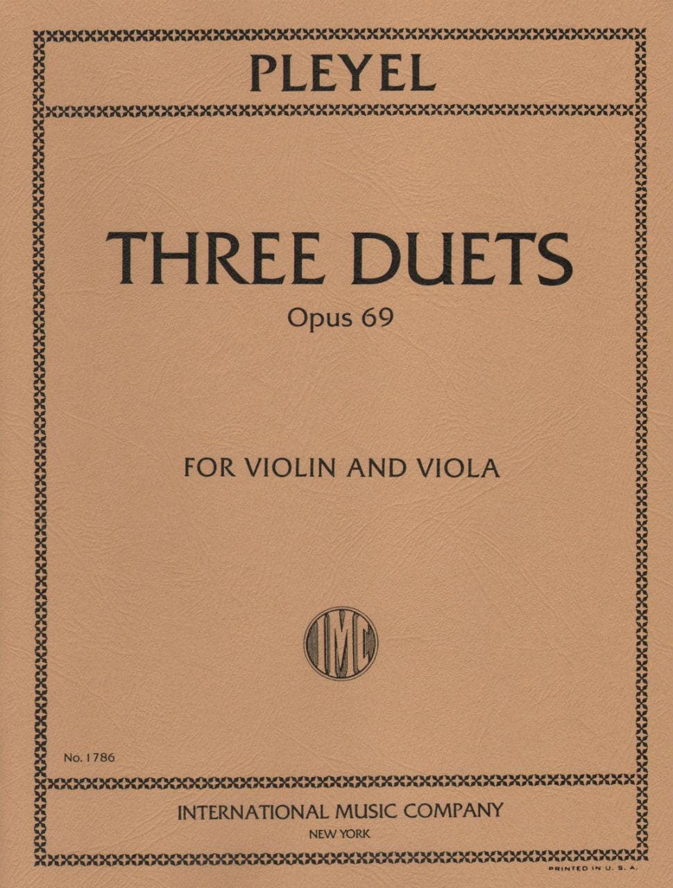 Pleyel, Ignace Joseph - Three Duets Op 69 B 526-528 For Violin and Viola Published by International Music Company