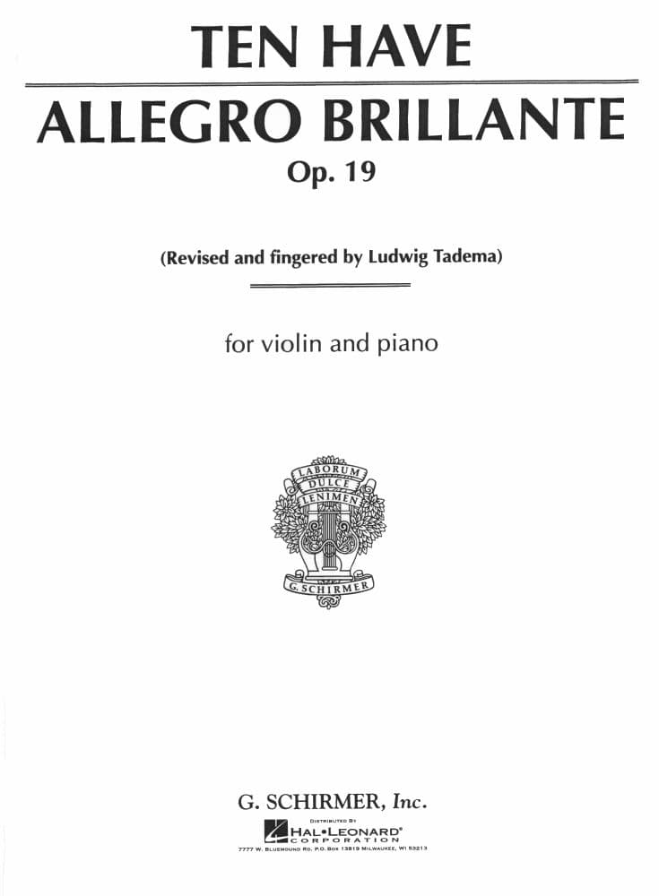 Ten Have, Willem - Allegro Brillante, Op 19 - Violin and Piano - edite