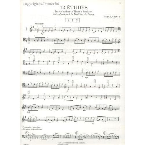 Matz, Rudolf - 12 Etudes: Introduction to Thumb Position - Cello solo - Dominis Music Edition