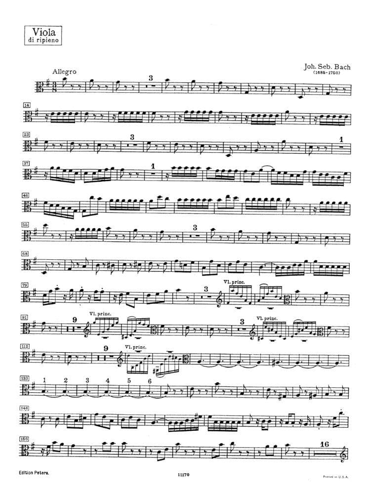 Bach, J.S. - Brandenburg Concerto No. 4, BWV 1049 - Viola Part - Peters Edition