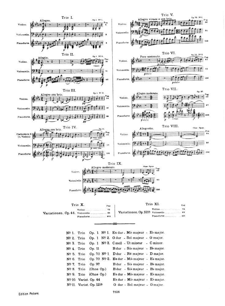 Beethoven, Ludwig - 11 Celebrated Piano Trios Volume 2 for Violin, Cello and Piano - Arranged by Herrmann-Grummer - Peters Edition