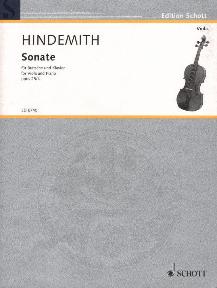 Hindemith, Paul - Sonata, Op 25, No 4 (1922) - Viola and Piano - Schott Edition