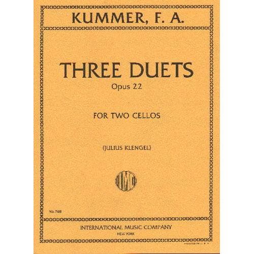 Kummer, FA - Three Duets, Op 22 - Two Cellos - edited by Julius Klengel - International Music Co
