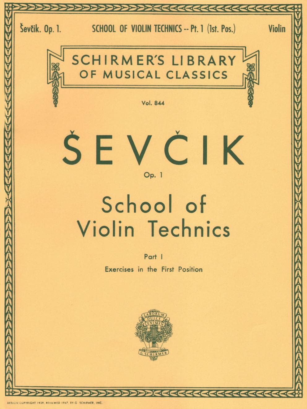 Sevcik, Otakar - School of Violin Technique, Op 1, Part 1 - for Violin - G Schirmer