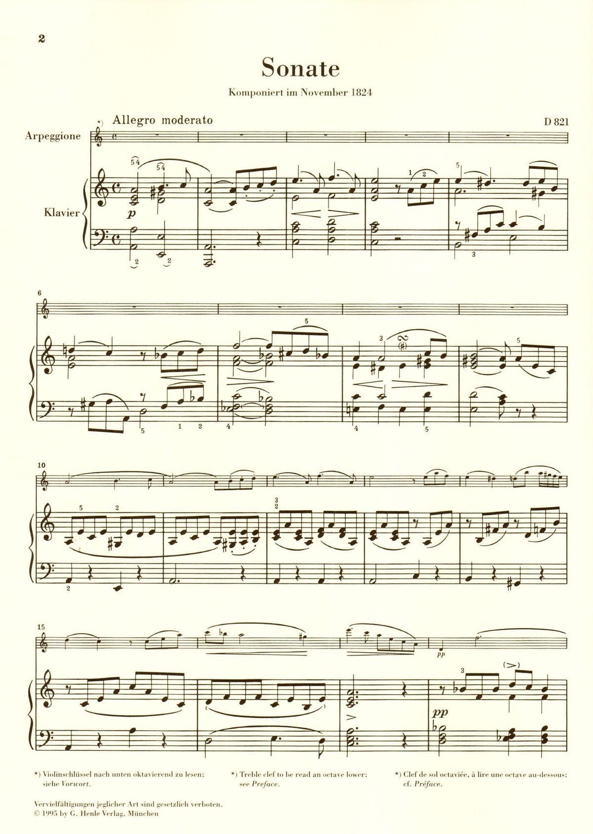 Schubert, Franz - Sonata in a minor ( Arpeggione ) D 821 For Viola and Piano URTEXT Published by G Henle Verlag