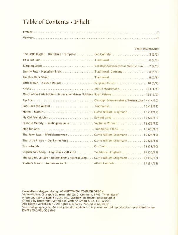 Sassmannshaus, Kurt and Christoph and Lusk, Melissa - Violin Recital Album, Volume 1: First Position - for Violin, Violin and Piano, or Violin Duet - Barenreiter