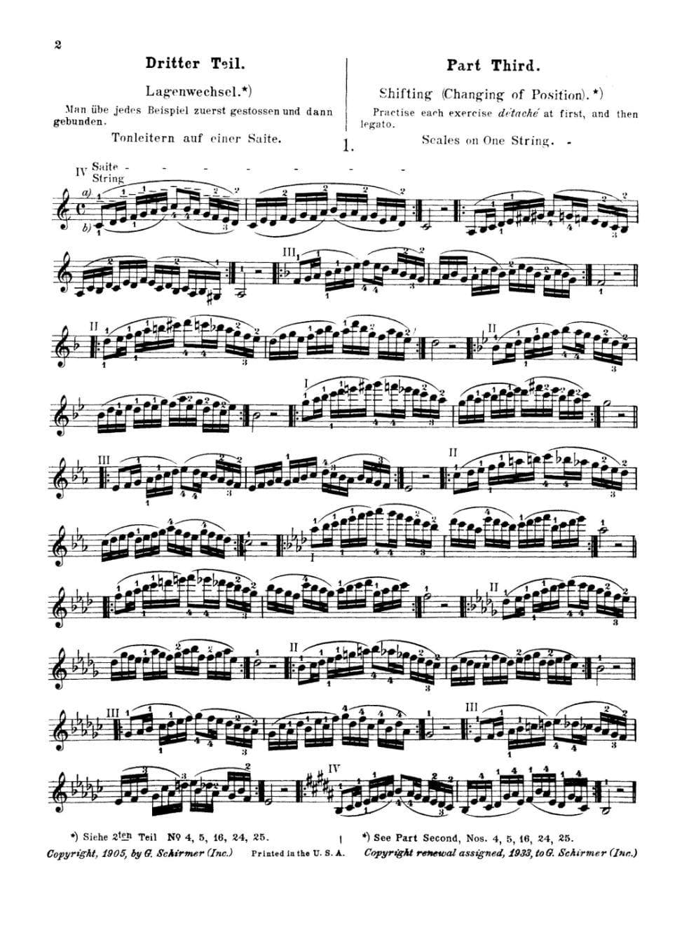 Sevcik, Otakar - School of Violin Technics, Op 1 Book 3 Published by G Schirmer