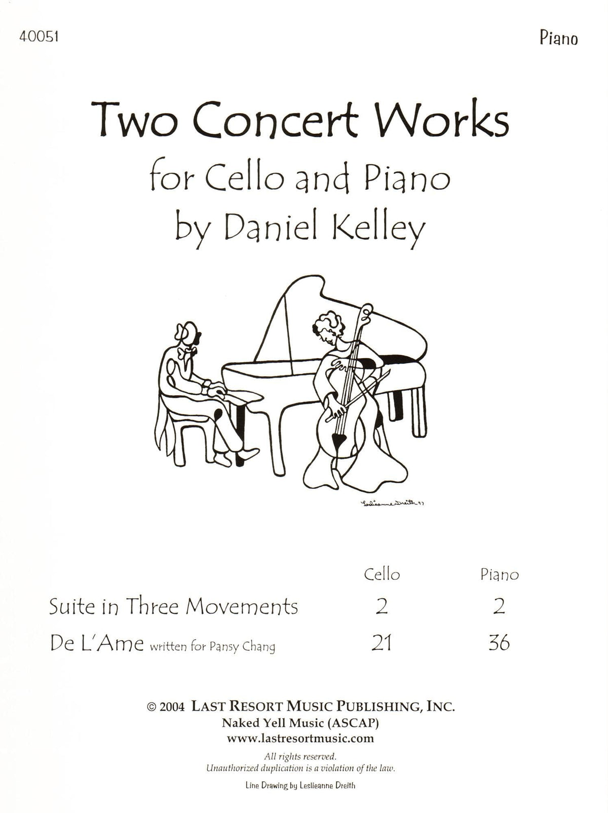 Kelley, Daniel - Two Concert Works - Cello and Piano - Last Resort Music