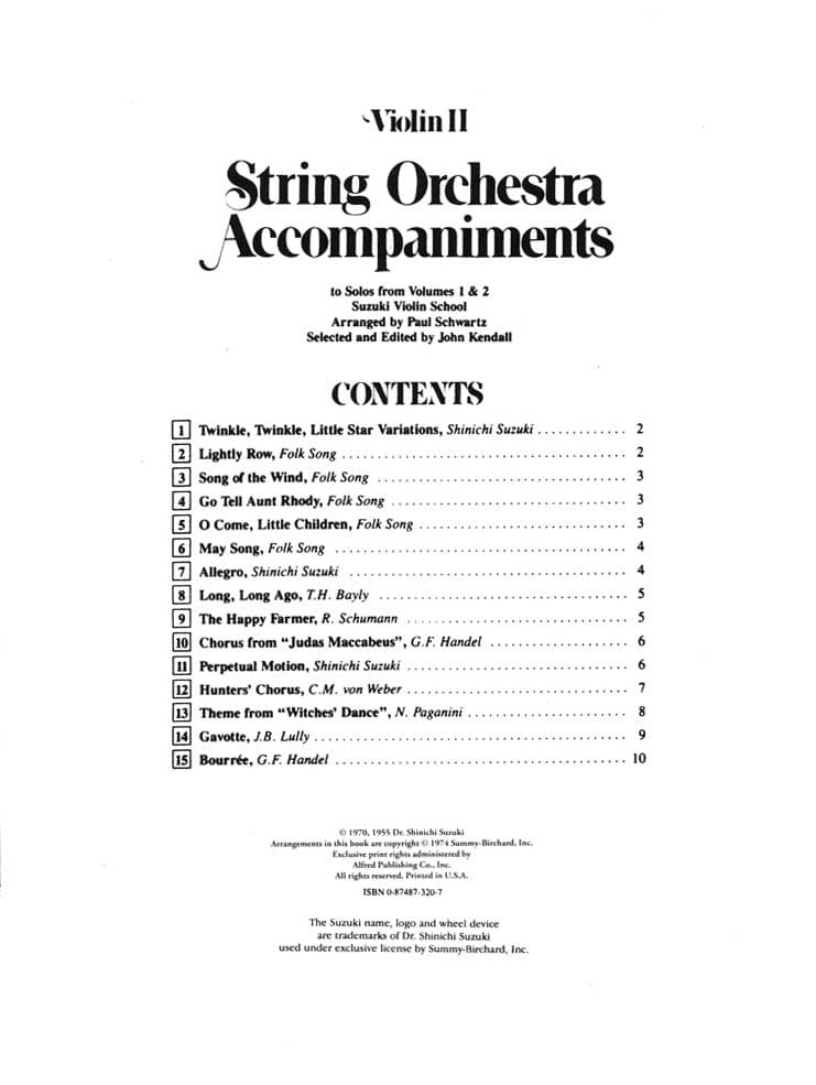 String Orchestra Accompaniments to Solos from Suzuki Violin School, Volumes 1 and 2 - Violin 2