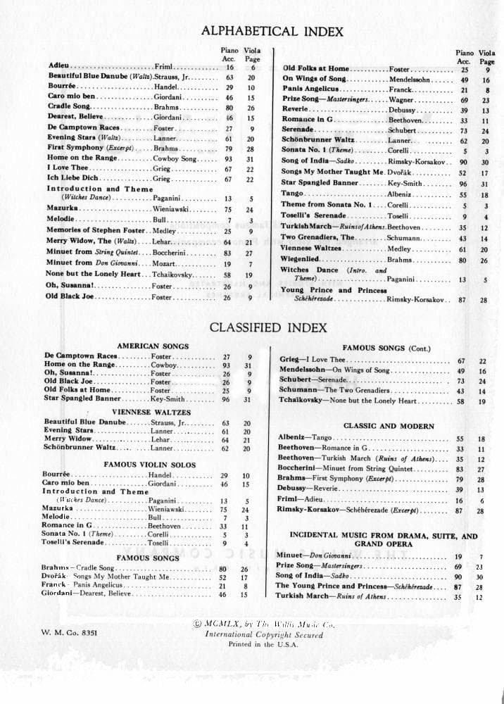 Viola and Piano: A Collection of 43 Famous Compositions - edited by C Paul Herfurth and Alan deVeritch - Willis Music Co