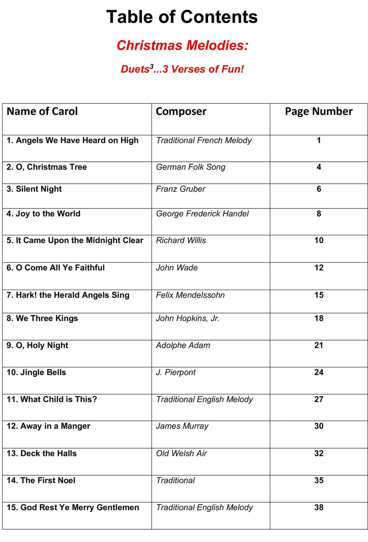 Yasuda, Martha - Christmas Melodies For Violin and Viola: Duets to the 3rd power - Digital Download