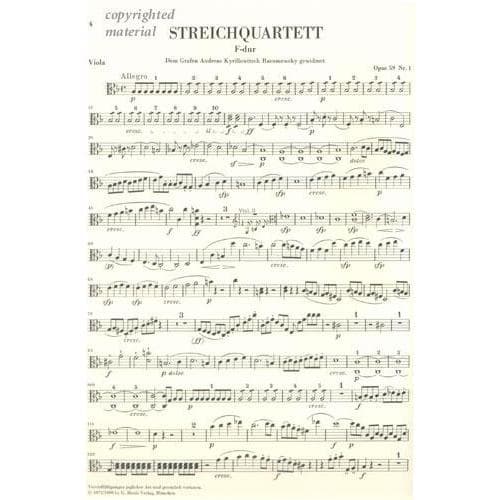 Beethoven, Ludwig - String Quartets Op 59, 74, 95 for Two Violins, Viola and Cello -  Henle Verlag URTEXT Edition