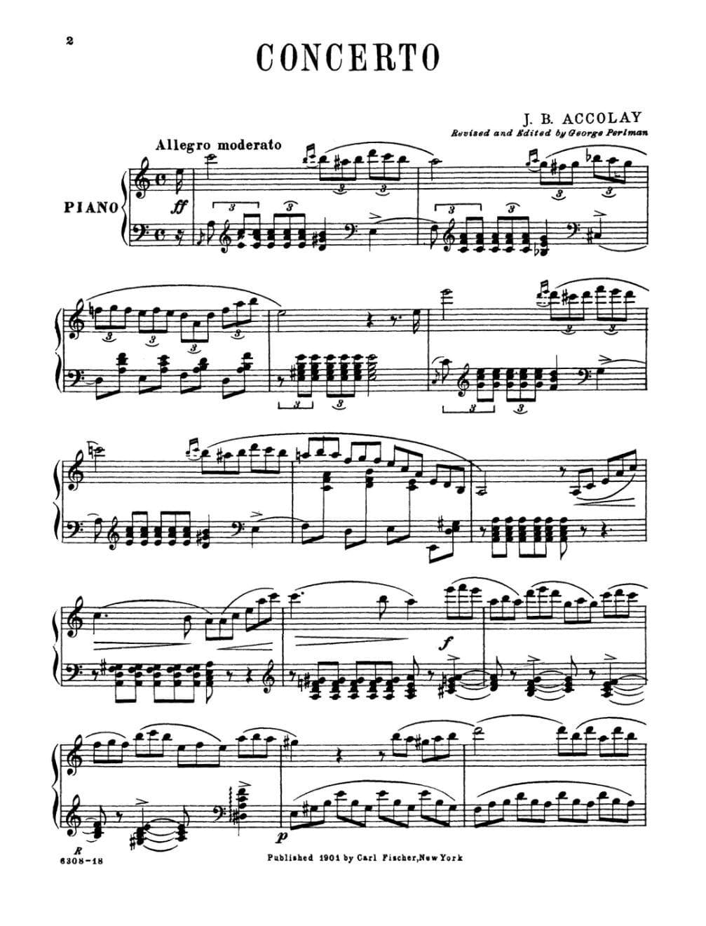 Accolay, JB - Concerto No 1 in a minor for Violin and Piano - Arranged by Perlman - Fischer Edition