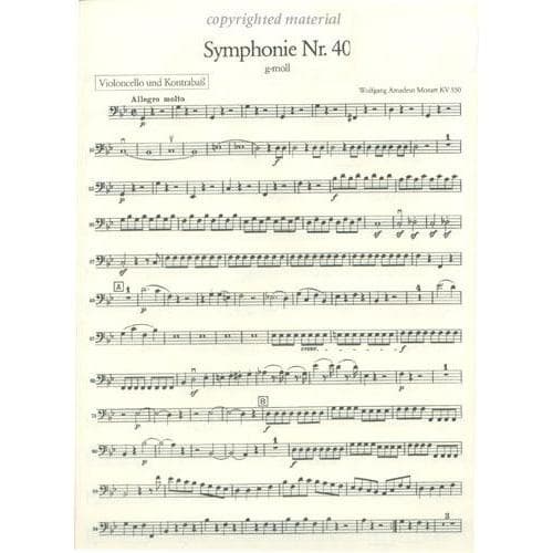 Mozart, WA - Symphony No 40 in g minor, K 550 - Cello part - Kalmus Edition