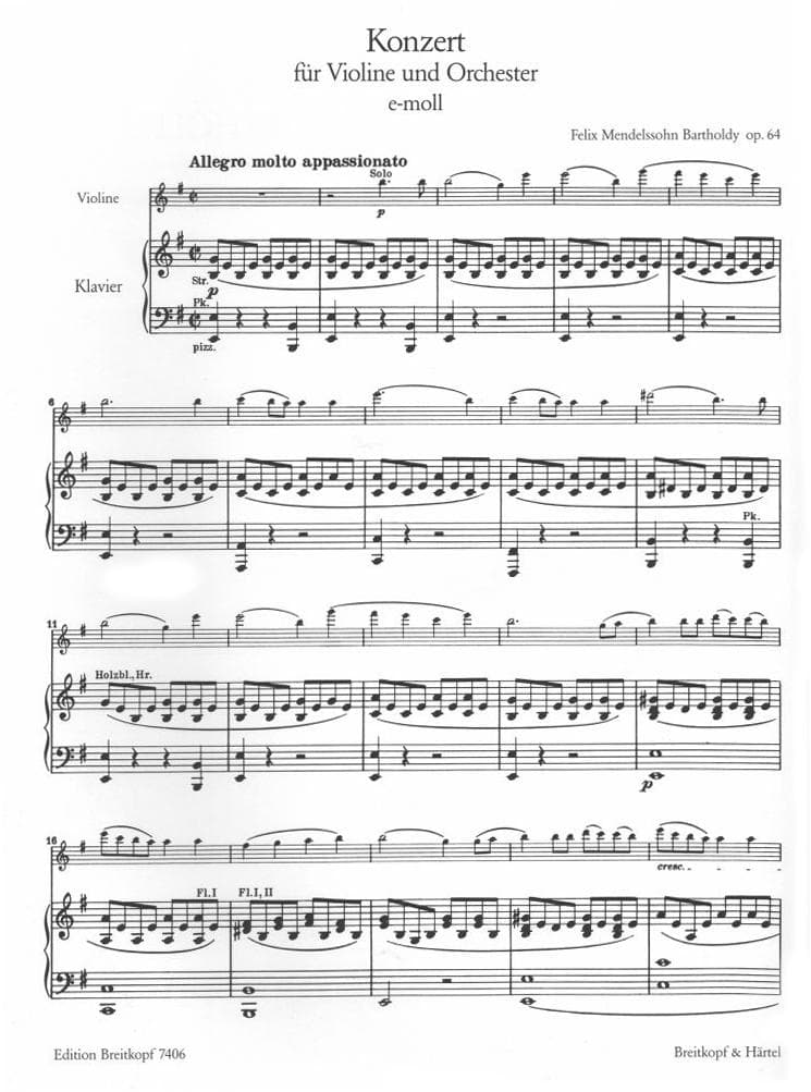 Mendelssohn, Felix - Concerto in E minor, Op 64 - Violin and Piano - edited by Brigit Mueller - Breitkopf and Härtel Edition
