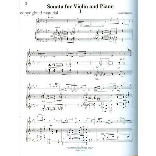 Kelley, Daniel - Sonata for Violin and Piano - Last Resort Music