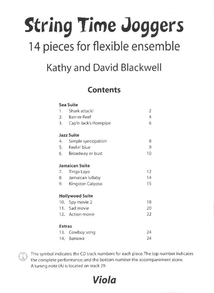 Blackwell, Kathy and David  - String Time Joggers: 14 Pieces for Flexible Ensemble - Viola and Piano - Book/CD set - Oxford UP