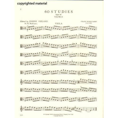 Wohlfahrt, Franz - 60 Studies, Op 45: Volume 2 - Viola solo - transcribed and edited by Joseph Vieland - International Music Company