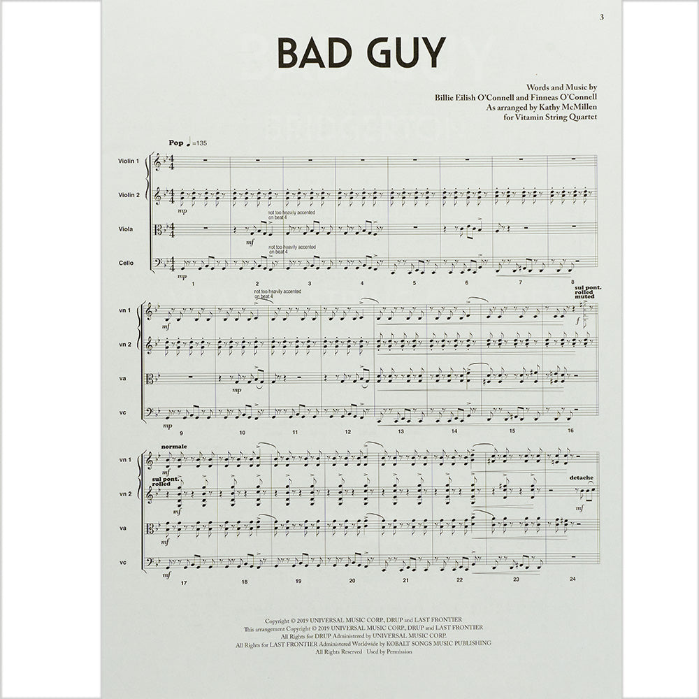 Bad Guy - featured in the Netlix Series Bridgerton - for String Quartet - Softcover