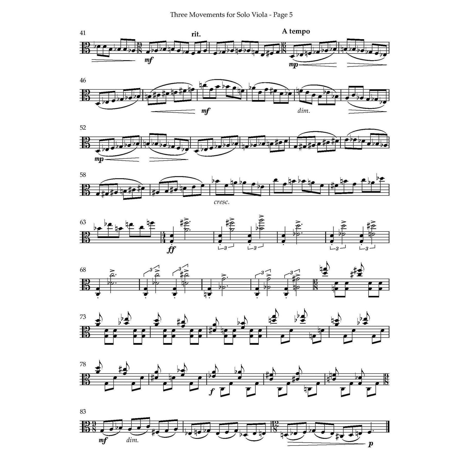 DuBois - 3 Mvmnts for Solo Viola Digital Download