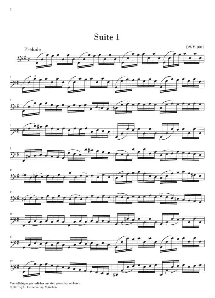 Bach, JS - 6 Suites BWV 1007 1012 for Cello - Henle URTEXT Edition