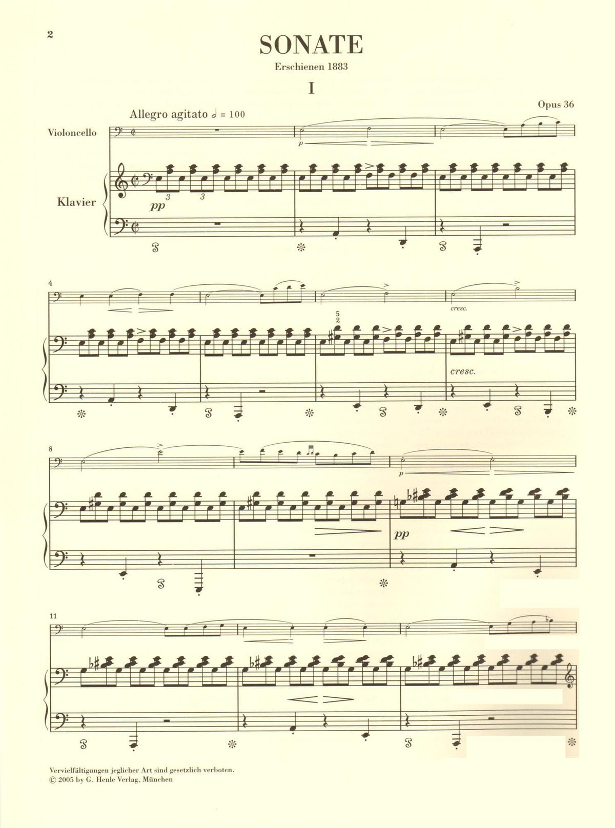 Grieg, Edvard - Sonata a minor, Op 36, and other works - Cello and Piano - G Henle Verlag URTEXT